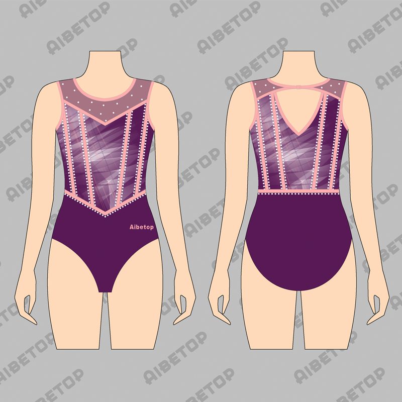 Wholesale CustomLeotards Gymnastics Girls Sleeveless Dance Costume Rhythmic Gymnastics Leotards5
