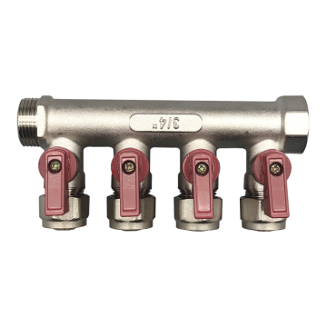 4 Way Nickel Plated Brass Water Heating Manifold 3/4 x 1216mm PEX