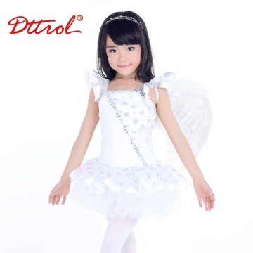 D008007 Wholesale 2 in 1 white flashy removable ballet tutu skirts dance costume kids