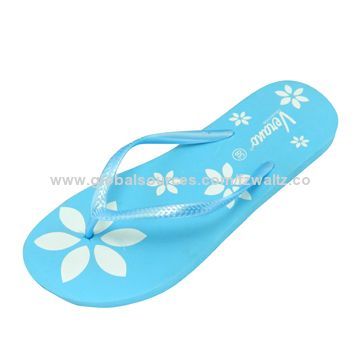 Fashion Flip-flop for Women, PVC Upper EVA Sole Material, Various Printing and Colors Available