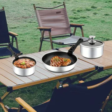 outdoor Cooking Pots Set Induction Bottom Stainless Steel Stock Pots Cookware Set