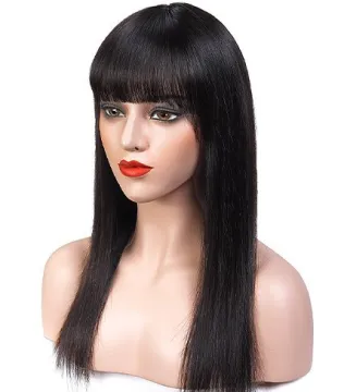 13x6 Brazilian Virgin Frontal Wigs With Bangs Human Hair Lace Front Transparent Straight Human Hair Lace Front Wigs