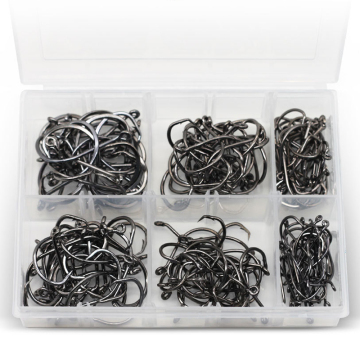 UC EC Circle Hooks 1/0 10/0 Mocne, dostosowane Offset Sport Black High Carbon Steel Octopus Hook 100pcs/pudełko