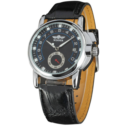 winner day date design men watch with sub-dial
