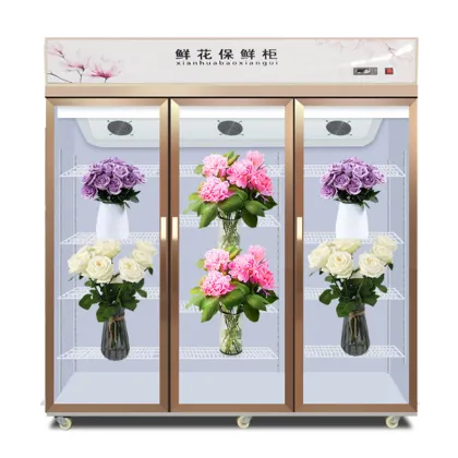 Transparent Glass Door Commercial Flower Fresh-keeping Cabinet