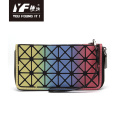 PU leather ladies fashion zipper rainbow color wallet