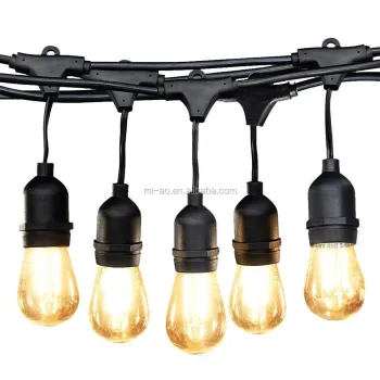 14AWG PVC 48Ft Waterproof Vintage String Lights with 15 S14 Bulbs