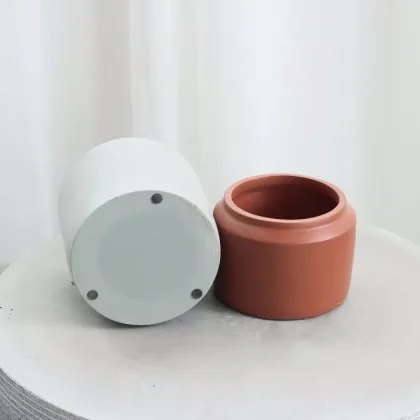 Customized Cylinder Terracotta Concrete Flower Pot for Outdoor