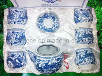 Blue and White Porcelain Double Layers Tea Set (6615-009)