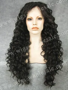 Wholesale middle part lace front wigs synthetic long Curly brown N18-2/6