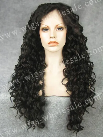 Wholesale middle part lace front wigs synthetic long Curly brown N18-2/6