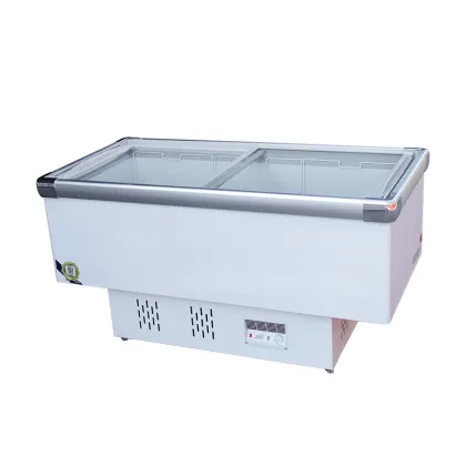 Meat display cooler island freezer