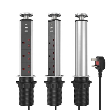 UK Kitchen: Vertical Table Desk with USB Controlled Power Strip Socket (2A1C, PD18W)