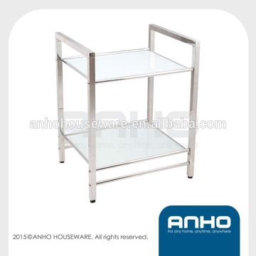 High quality stainless steel 2-tier white glass storage rack