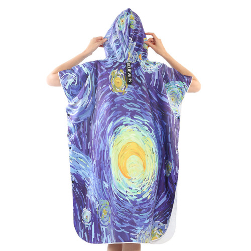 Quick dry suede microfiber sublimated beach towel robe