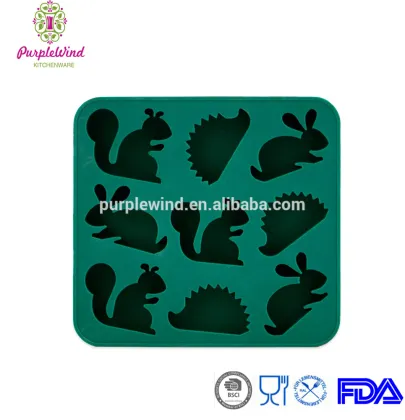 Woodland Critters Shaped Silicone Ice Mold/Bunnies, Hedgehogs, Squirrels Ice Cube Tray