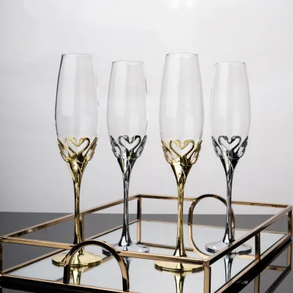 Swan Shape Crystal Glass Champagne Flute - Gold Silver, Lead Free Wedding Glass