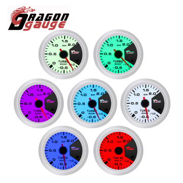 2 Inch 52mm Universal 12V White Face Car Racing Turbo-Boost Gauge 2 Bar Auto Meter 12v