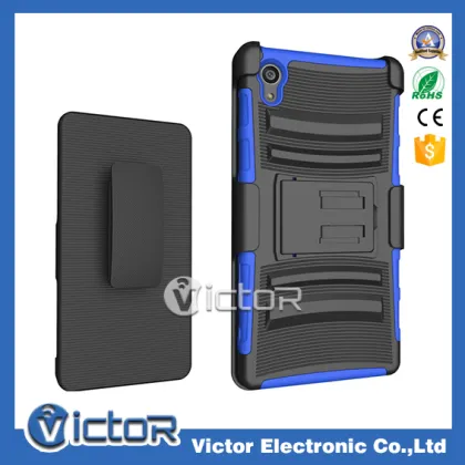 Fashion 3in1 robot clip holster phone case for Sony Xperia Z5