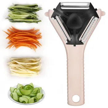 3In1 Vegetable Peeler, Grater, and Slicer Tool - Stainless Steel Kitchen Gadget