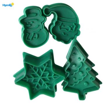 Plastic 4pcs Christmas Fondant plunger Cookie Cutter Set