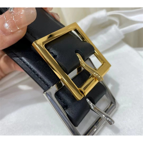 Gold Silver Square Buckle Classic Black Leather Belt