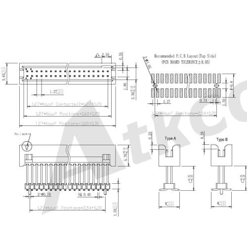 China 1.27mm Box Header SMT type H=5.70 with Housing Manufactory