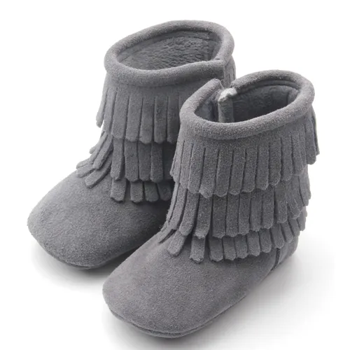 Fashion Three Layers Baby Moccasin Boots Kids Shoes Snow