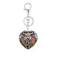 Unaktie Heart Antique Silver Double Dragon Stone Pendant (32x42mm) Necklace 45cm Black Cord