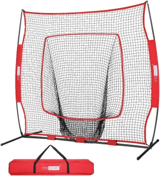 7x7 Feet Baseball Softball Practice Net with Strike Zone Target & Carry Bag