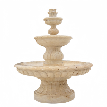 Stylish Marble and Stone Fountain with Floral Accents