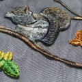 Tissu de maille de tulle de conception animale de broderie tricotée