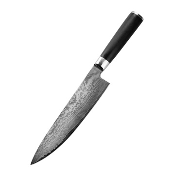 Cuchillo de cocina Damascus con cuchilla de espejo de 67 capas