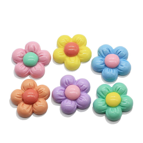 20mm Colorful Resin Flower Bead Flatback Accessory for Students Children Cute Earrings Finger Ring Making