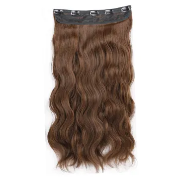 wholesale Long Wavy Hair Extensions 2P 5P Thick Hair Invisible Head Synthetic Hairpiece for Women Brown wavy hair