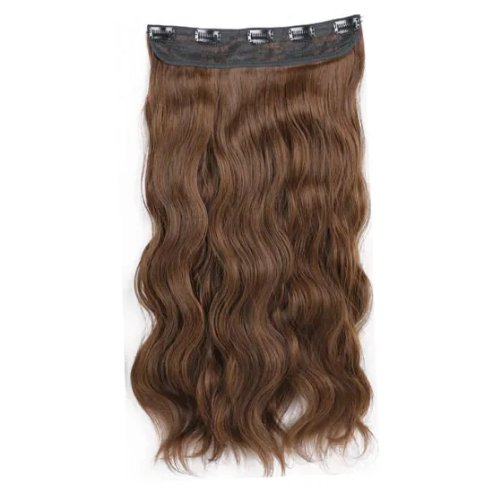 wholesale Long Wavy Hair Extensions 2P 5P Thick Hair Invisible Head Synthetic Hairpiece for Women Brown wavy hair