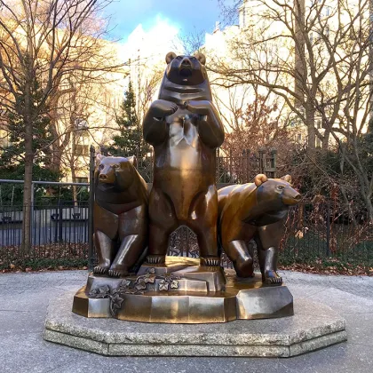 Plaza decoration cast bronze animal panther sculpture