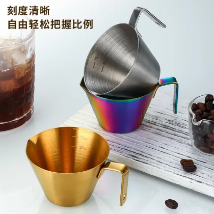 Portable 304 Stainless Steel Coffee Extraction Cup with Scale - Ounce Measuring Cup for Espresso