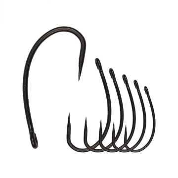 Wholesale Barbless Carp Fishing Hooks: Circle Curve Shank Carp Rigs Non-barb Fish Hooks Size 2# to 10#