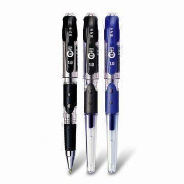 Gel Pens with 1.0mm Roller Tip and Rubber Grip, Comes in Black and Blue