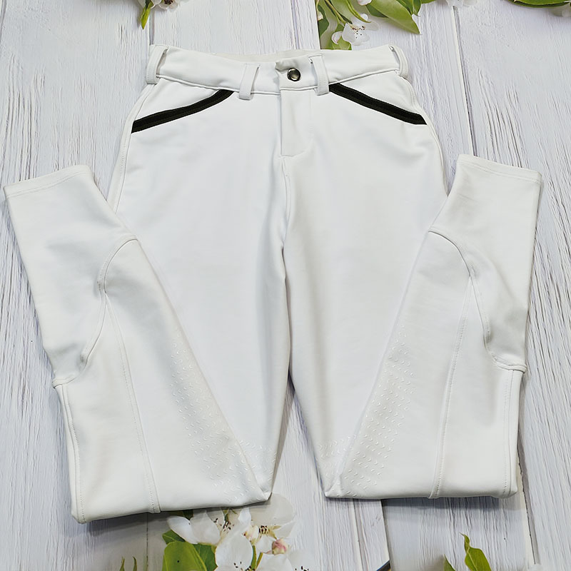 Pantaloni di silicone di abbigliamento equestre bianco