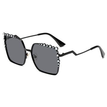 2021 New Trendy Square Oversized Metal Frame Shades - Pearl Women Sunglasses