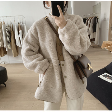 women's autumn and winter lamb wool coat