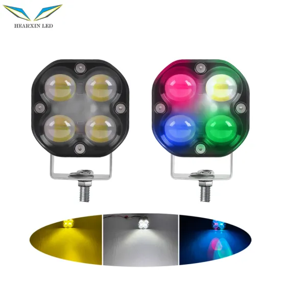 3 Inch 40W RGB Spot Driving Light for 12V/24V Cars - White and Yellow Universal High/Low Beam LED Work Light Fog Lamp