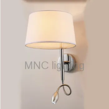 Hot sale modern fabric shade with chrome metal indoor wall lights
