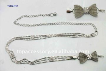 metal chain with butterfly glass stone belts