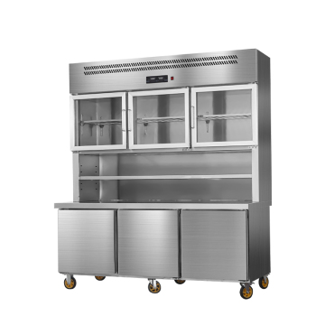 Stainless Steel Catering Freezer with Six Glass Doors