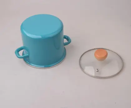 5.5L Kitchenware Enamel Metal Soup Pot Cast Iron Cookware Sets