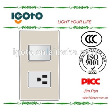 America style 1gang wall switch with america socket alloy frame alluminum frame