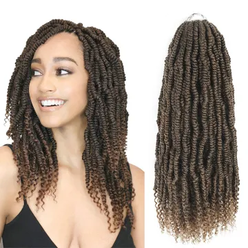 Synthetic brown Bomb twist with curly ends Braids pre stretch Spring passion twist Crochet Hair Extension for women